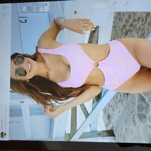 Pink Lily Floral Print Monokini